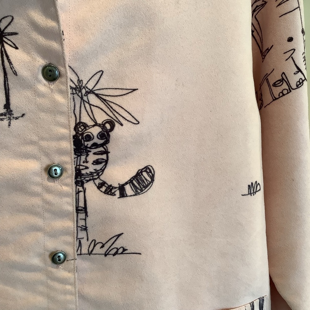 Chico's Pink Button Down Shirt with Animal Print Size 3 (XL) - Picture 3 of 8